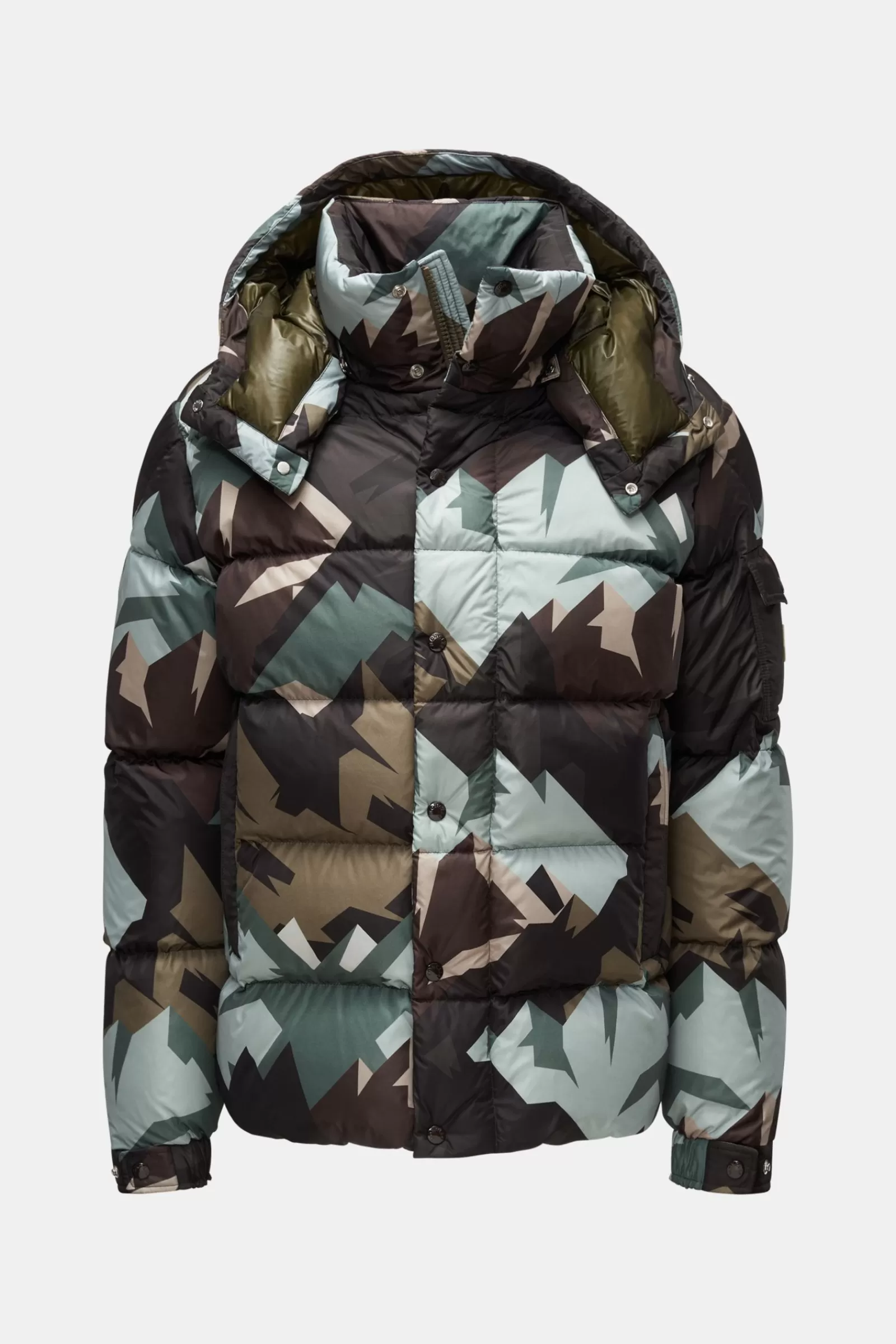 Down Jacket 'Mosa' Olive/Mint Green/Dark Brown Patterned>Moncler Hot