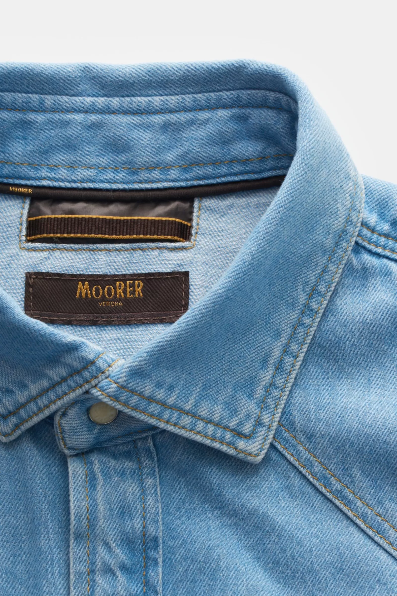 Denim Shirt 'Larrie' Narrow Collar Light Blue>MOORER Cheap