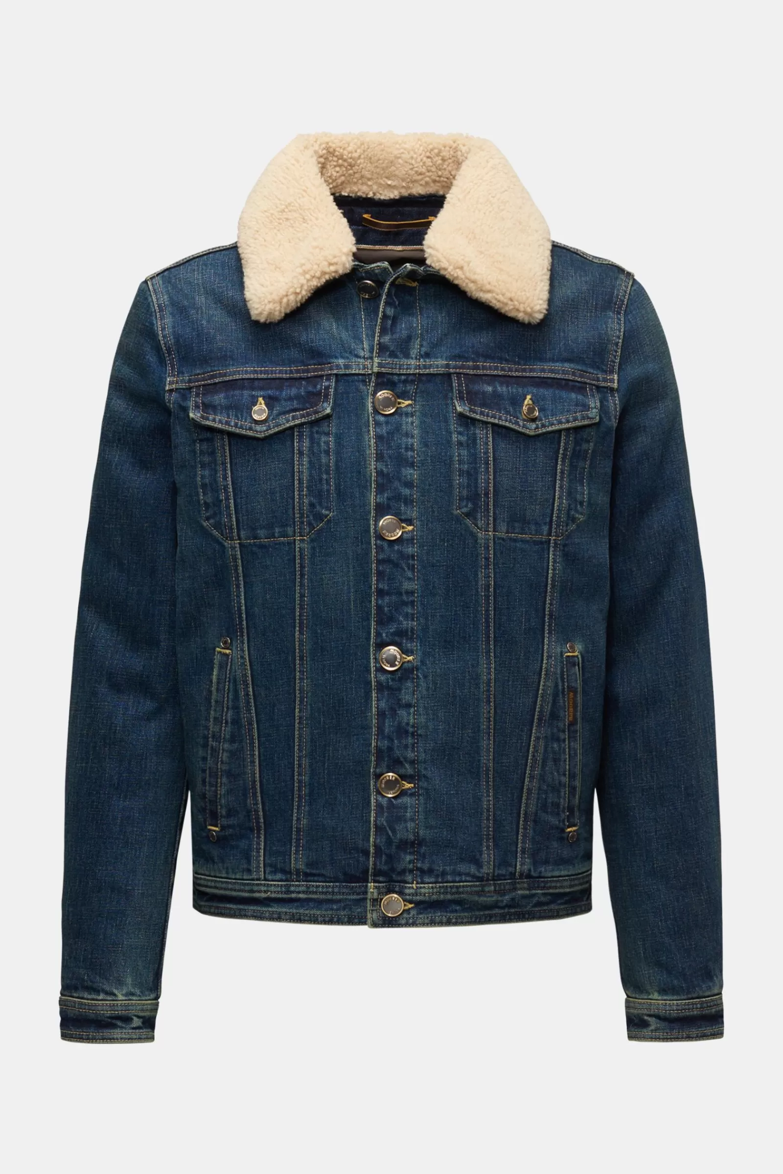 Down Denim Jacket 'Taburno' Navy>MOORER Cheap