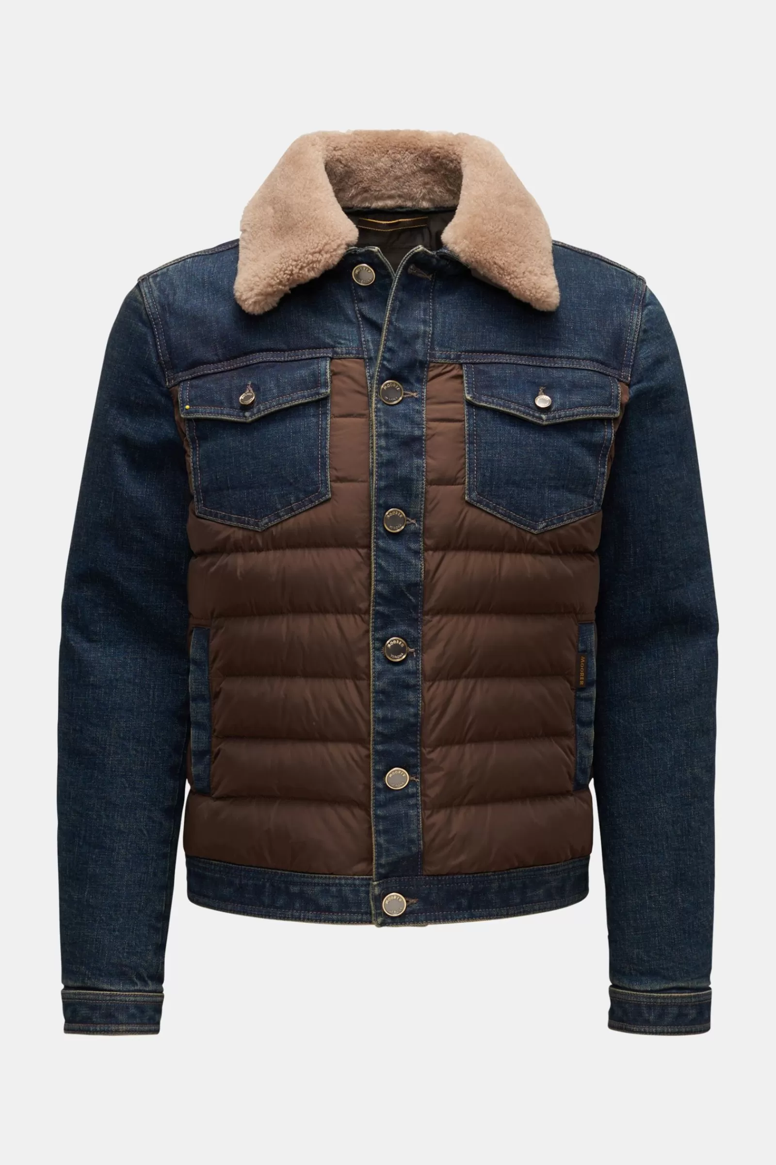 Down Jacket 'Mondor Fur' Navy/Dark Brown>MOORER Sale