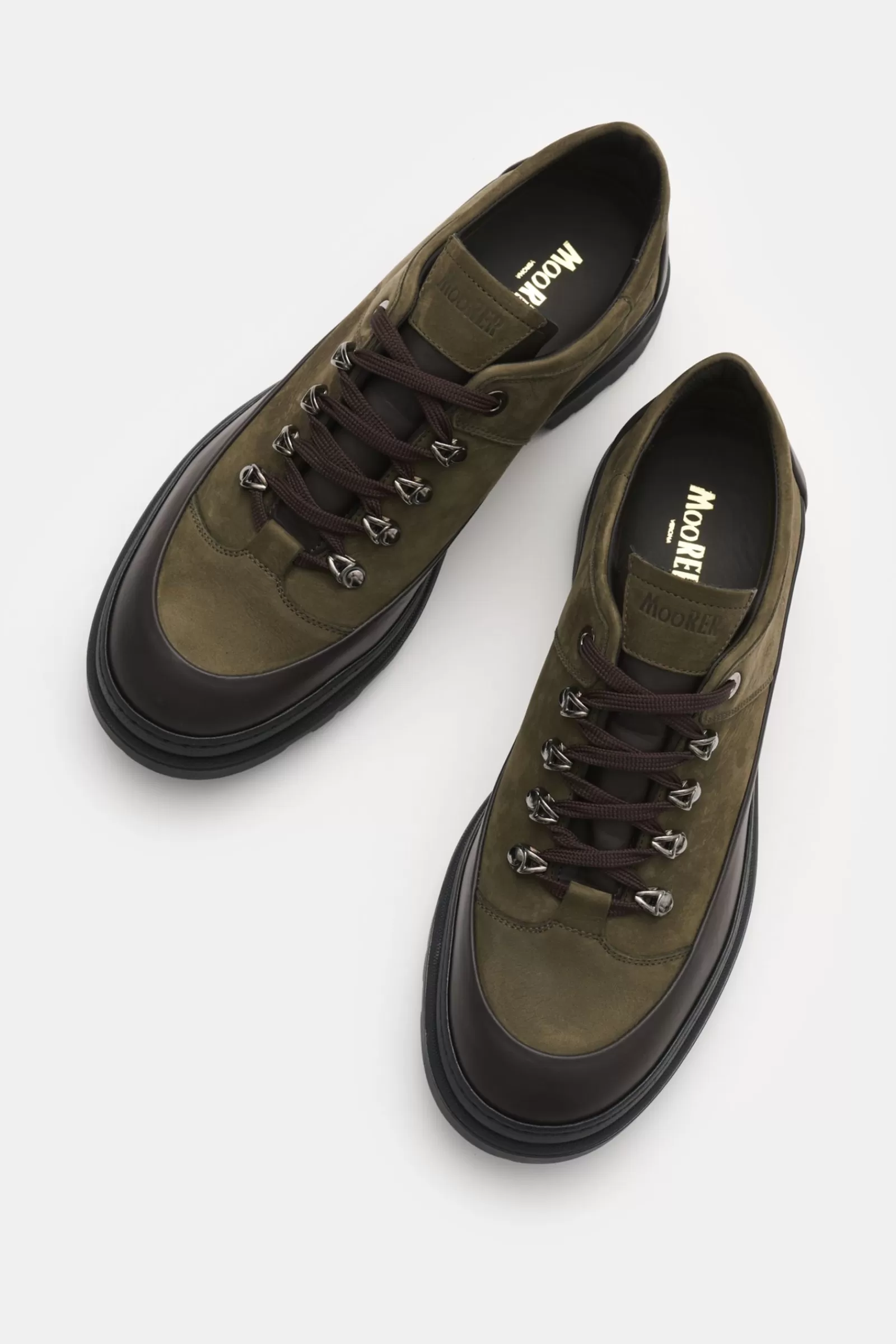 Lace-Up Shoes 'Roque-Nkm' Olive/Dark Brown^MOORER Shop