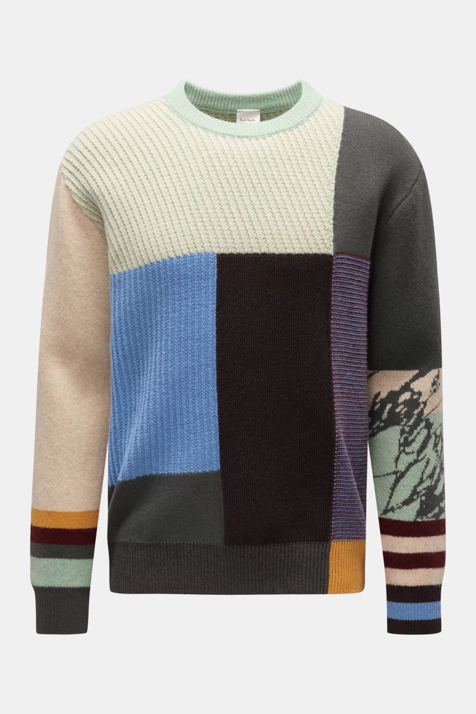 Crew Neck Jumper Mint Green/Dark Brown/Smoky Blue^Paul Smith Online