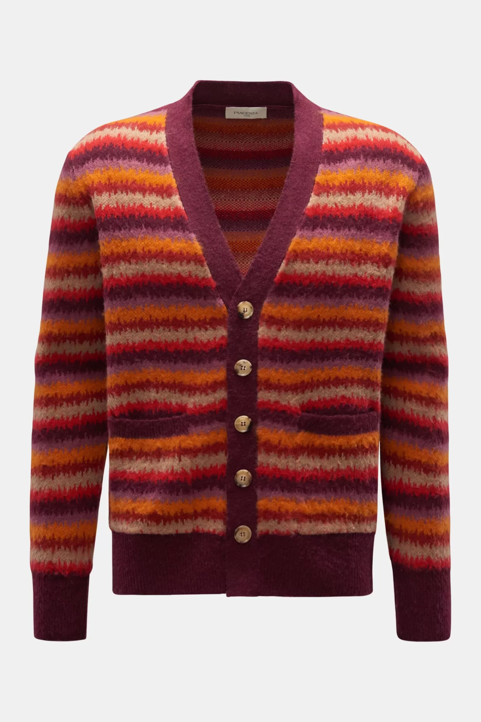 Cashmere Cardigan Burgundy/Orange/Red Striped^Piacenza Outlet