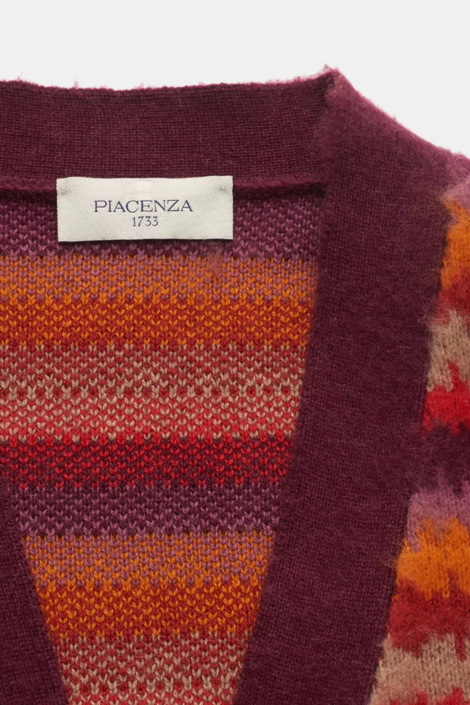 Cashmere Cardigan Burgundy/Orange/Red Striped^Piacenza Outlet