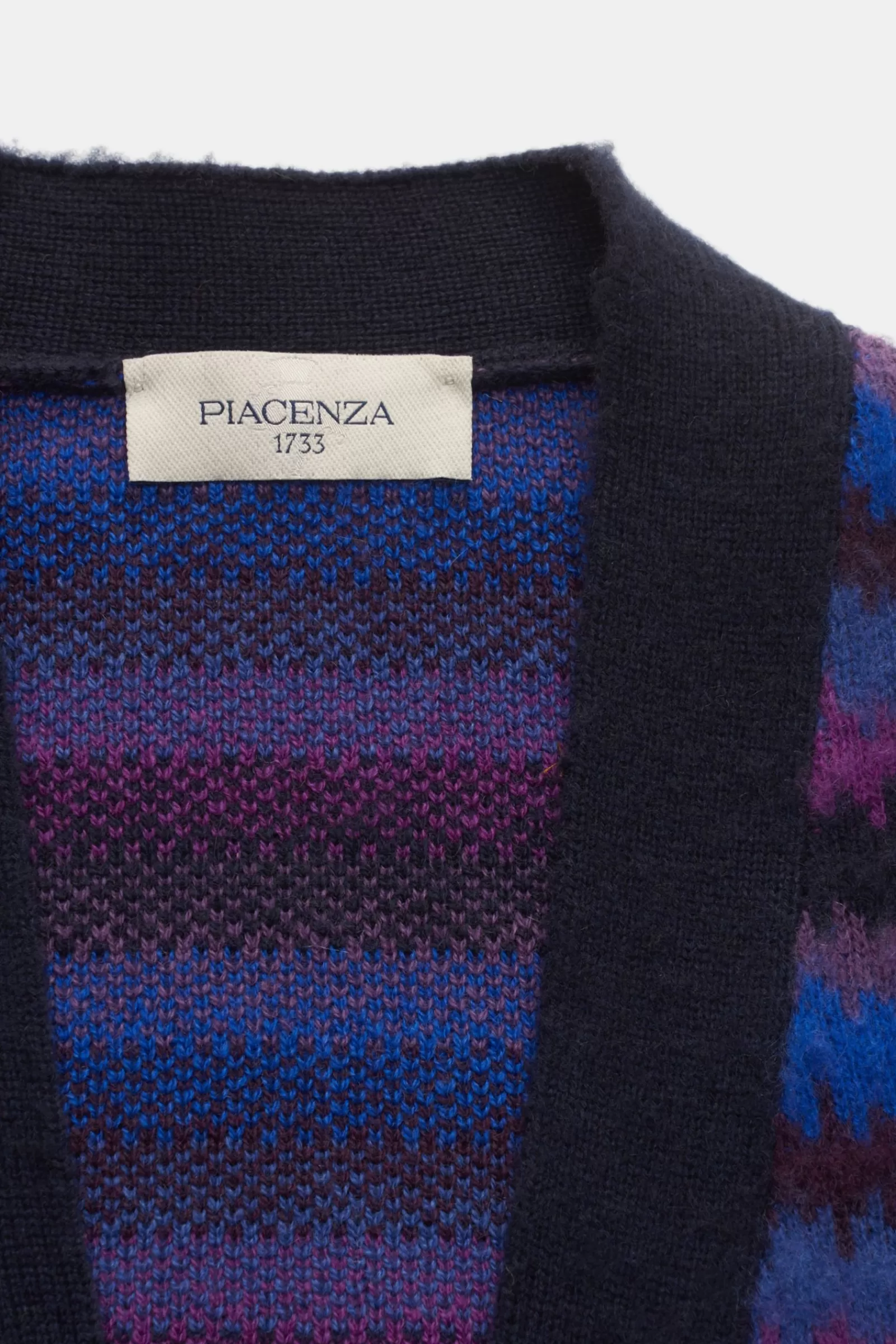 Cashmere Cardigan Navy/Purple/Blue Striped^Piacenza New