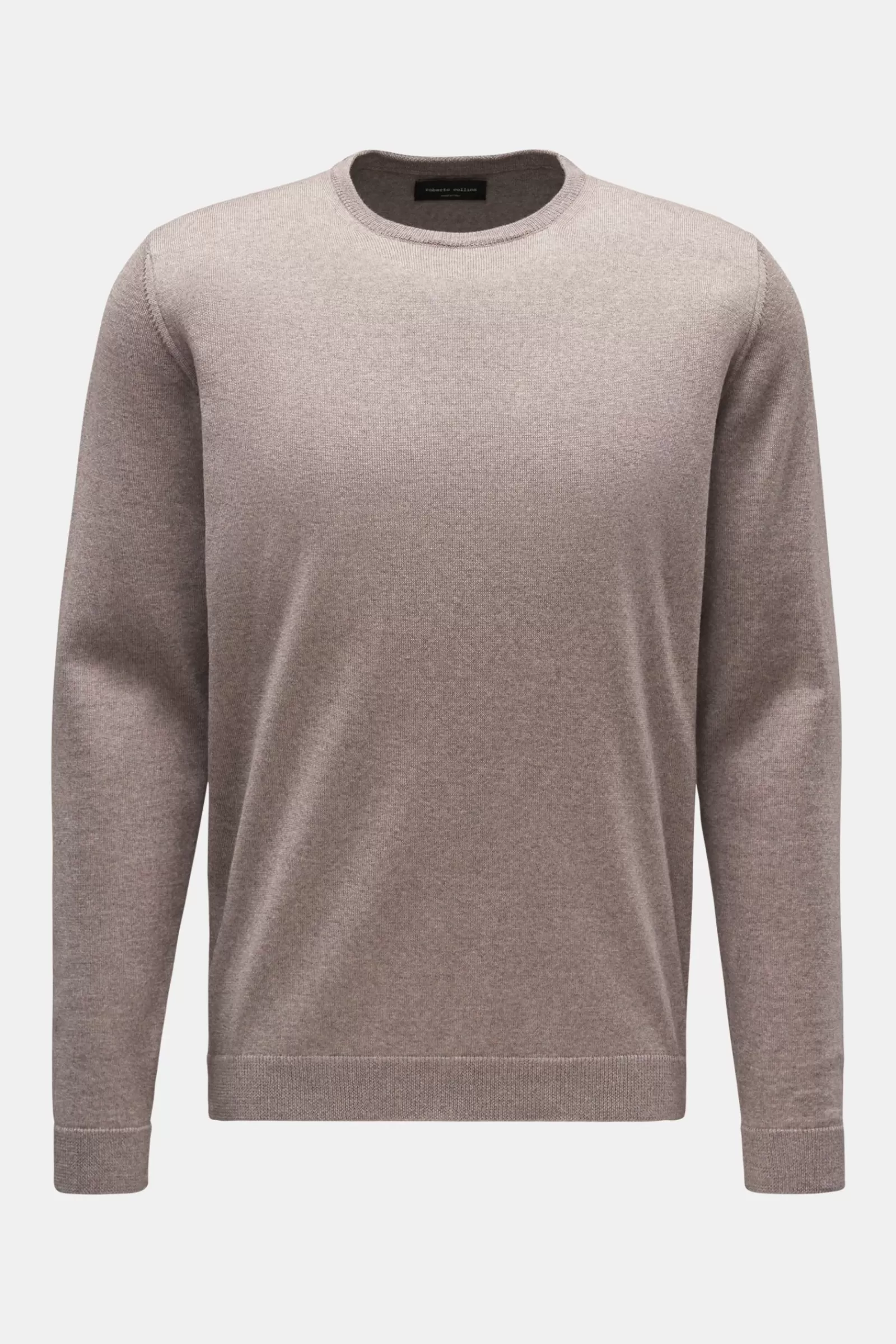 Merino Crew Neck Jumper Grey-Brown^Roberto Collina Flash Sale