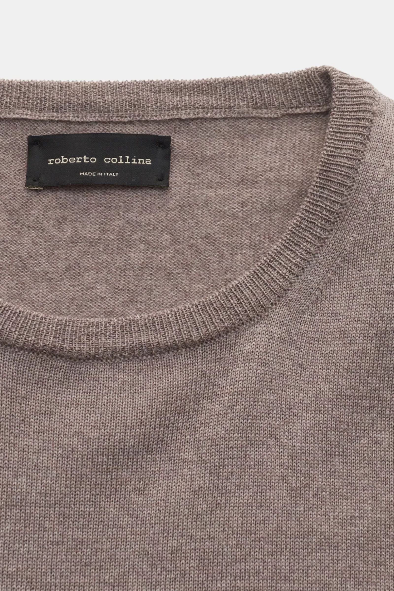 Merino Crew Neck Jumper Grey-Brown^Roberto Collina Flash Sale