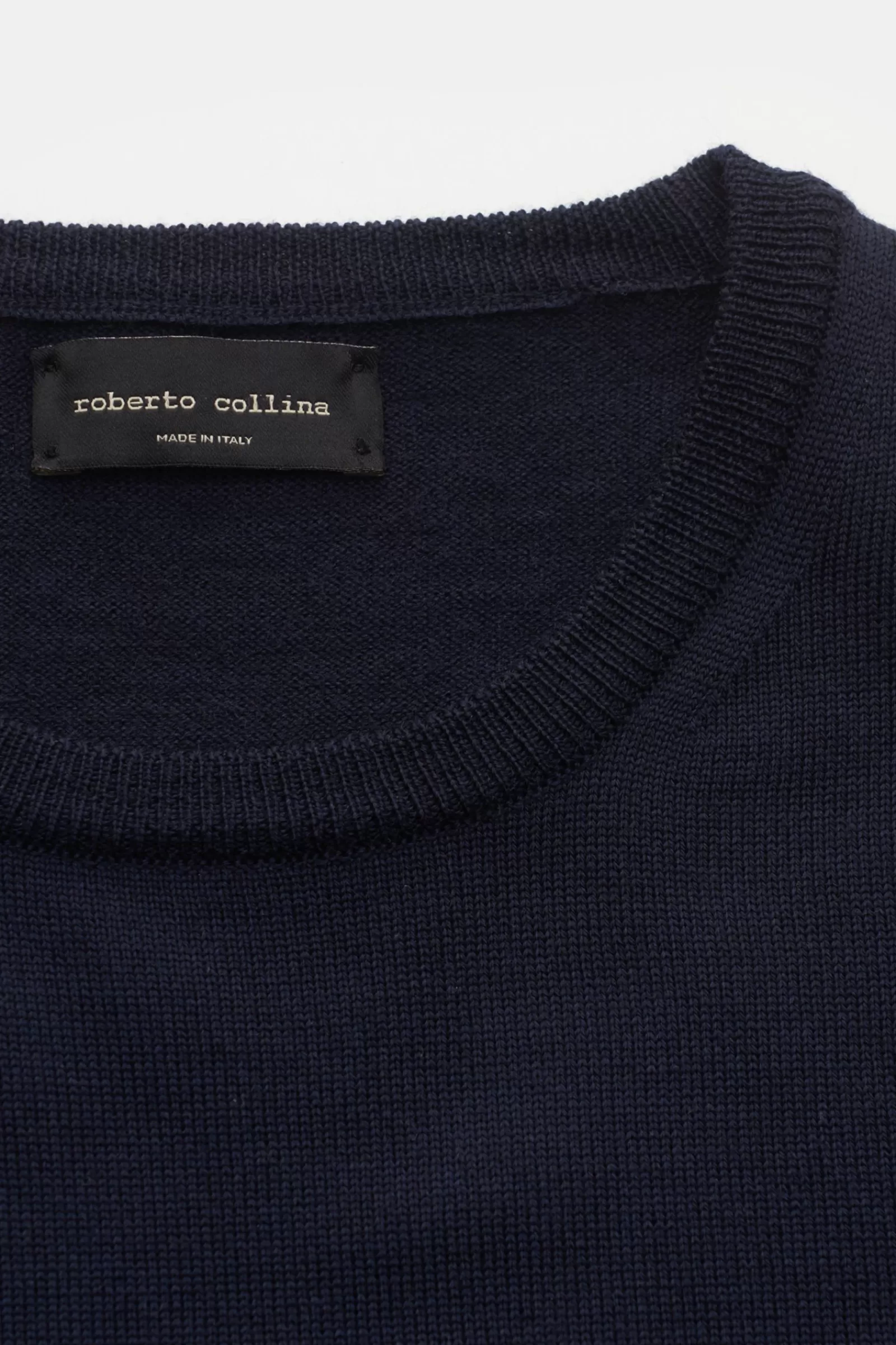 Merino Crew Neck Jumper Navy^Roberto Collina Clearance