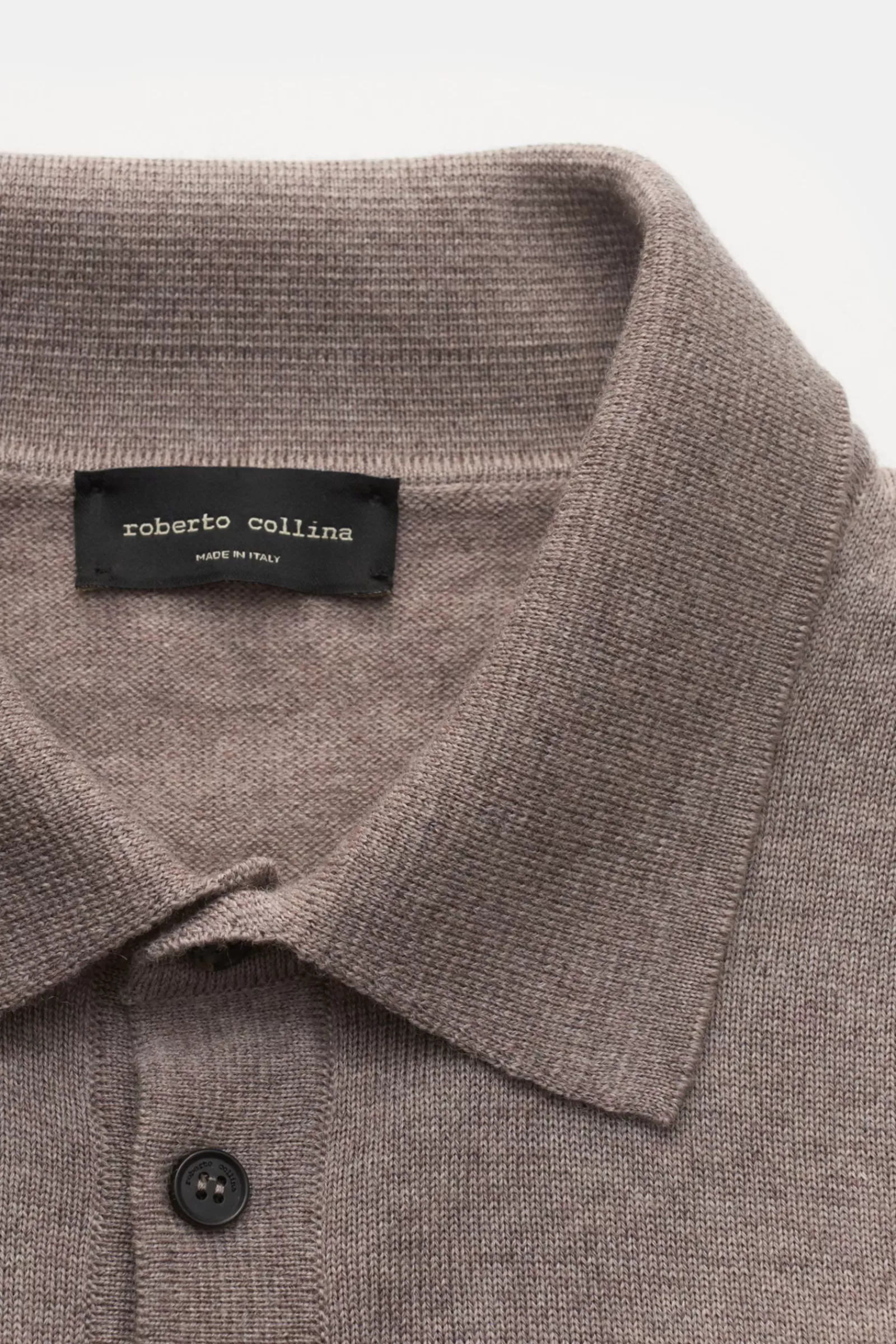 Merino Knit Polo Grey-Brown^Roberto Collina Outlet