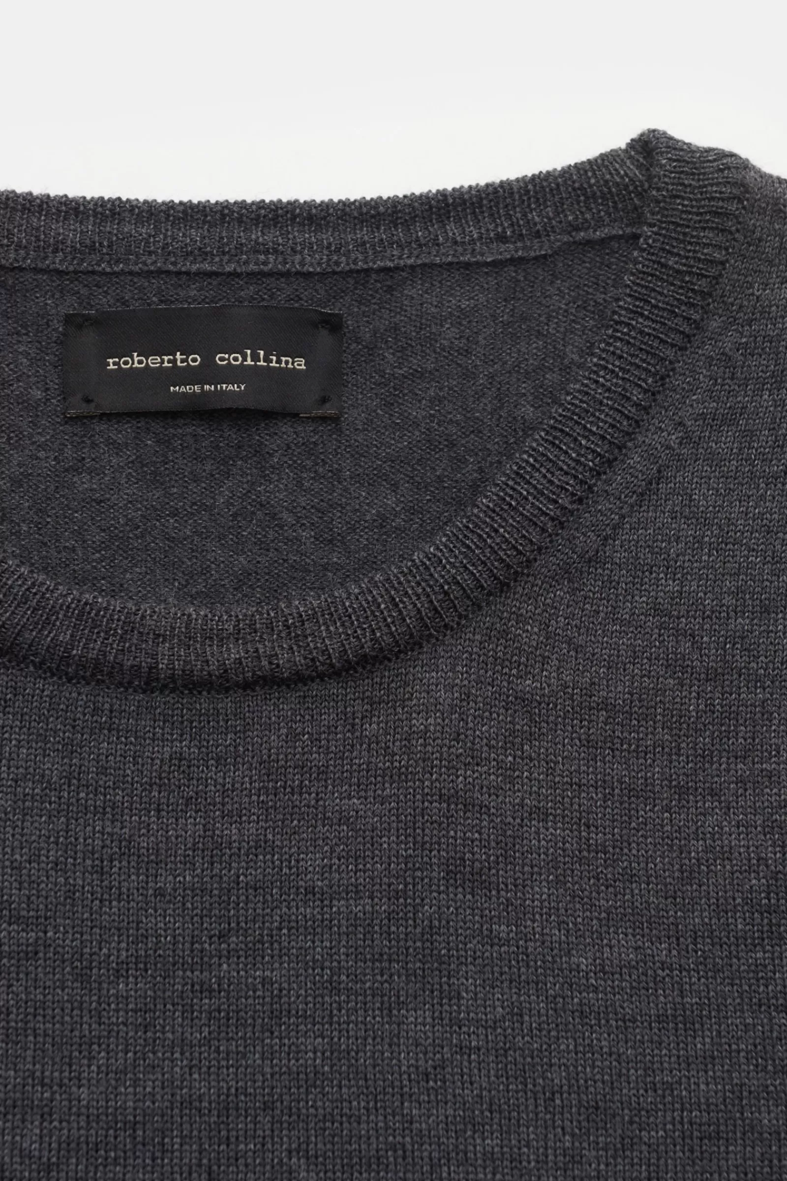 Merino Rundhalspullover Anthrazit^Roberto Collina Outlet