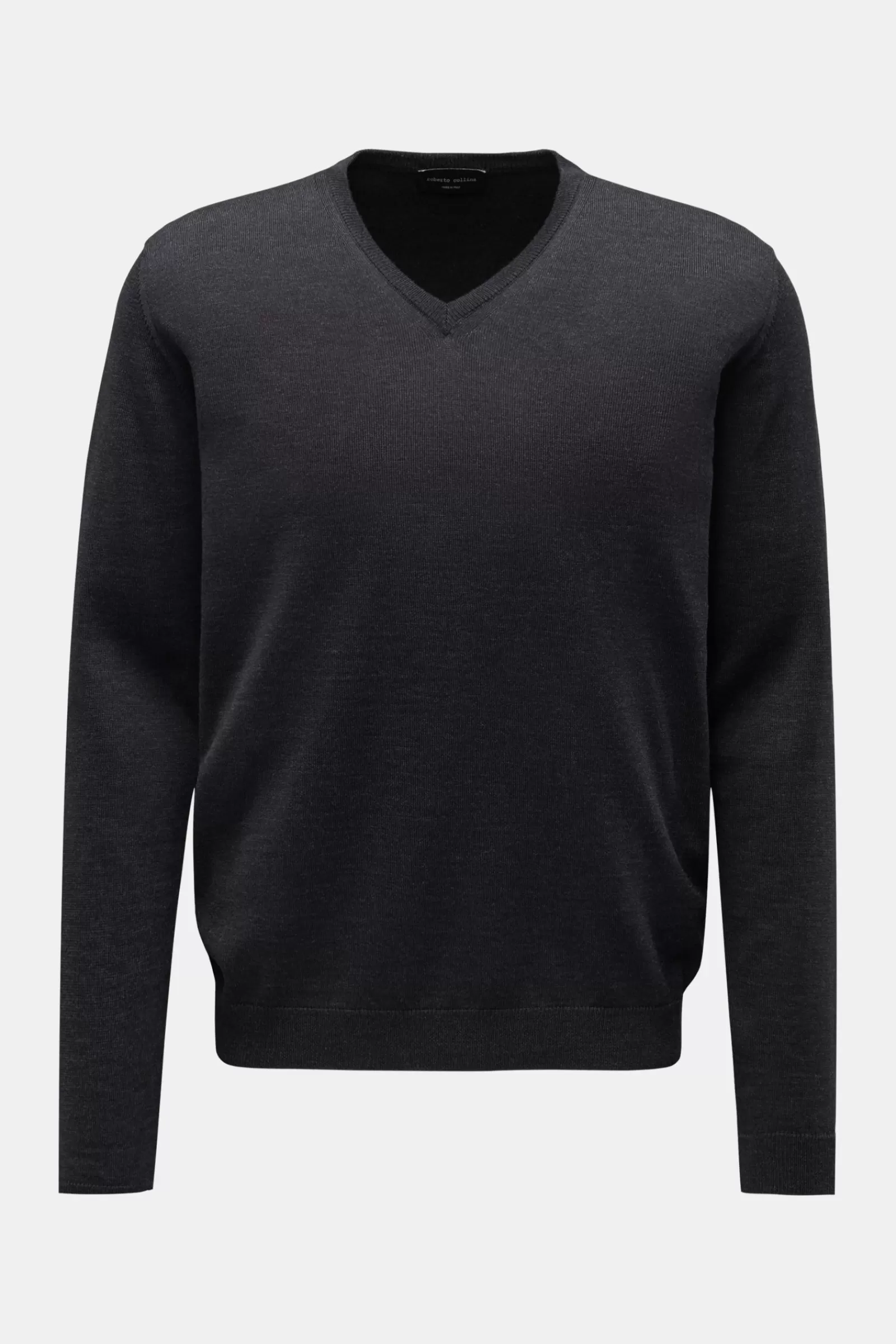 Merino V-Neck Jumper Anthracite^Roberto Collina Store