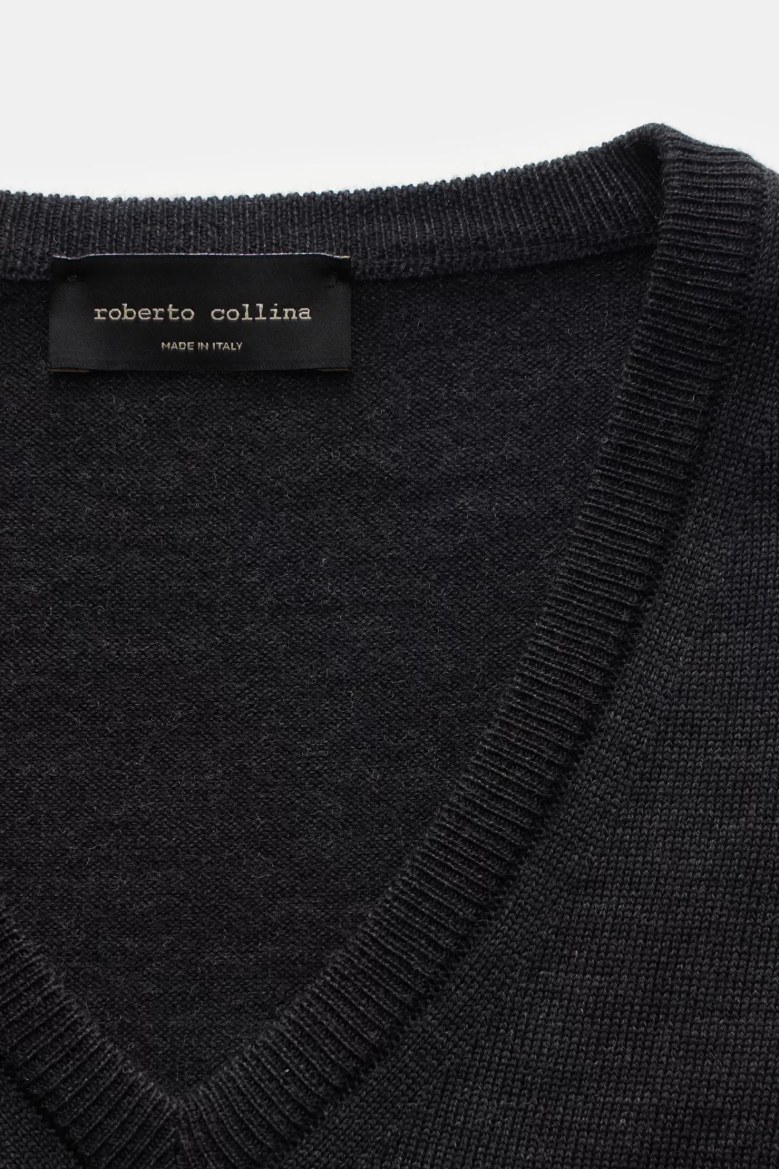 Merino V-Neck Jumper Anthracite^Roberto Collina Store