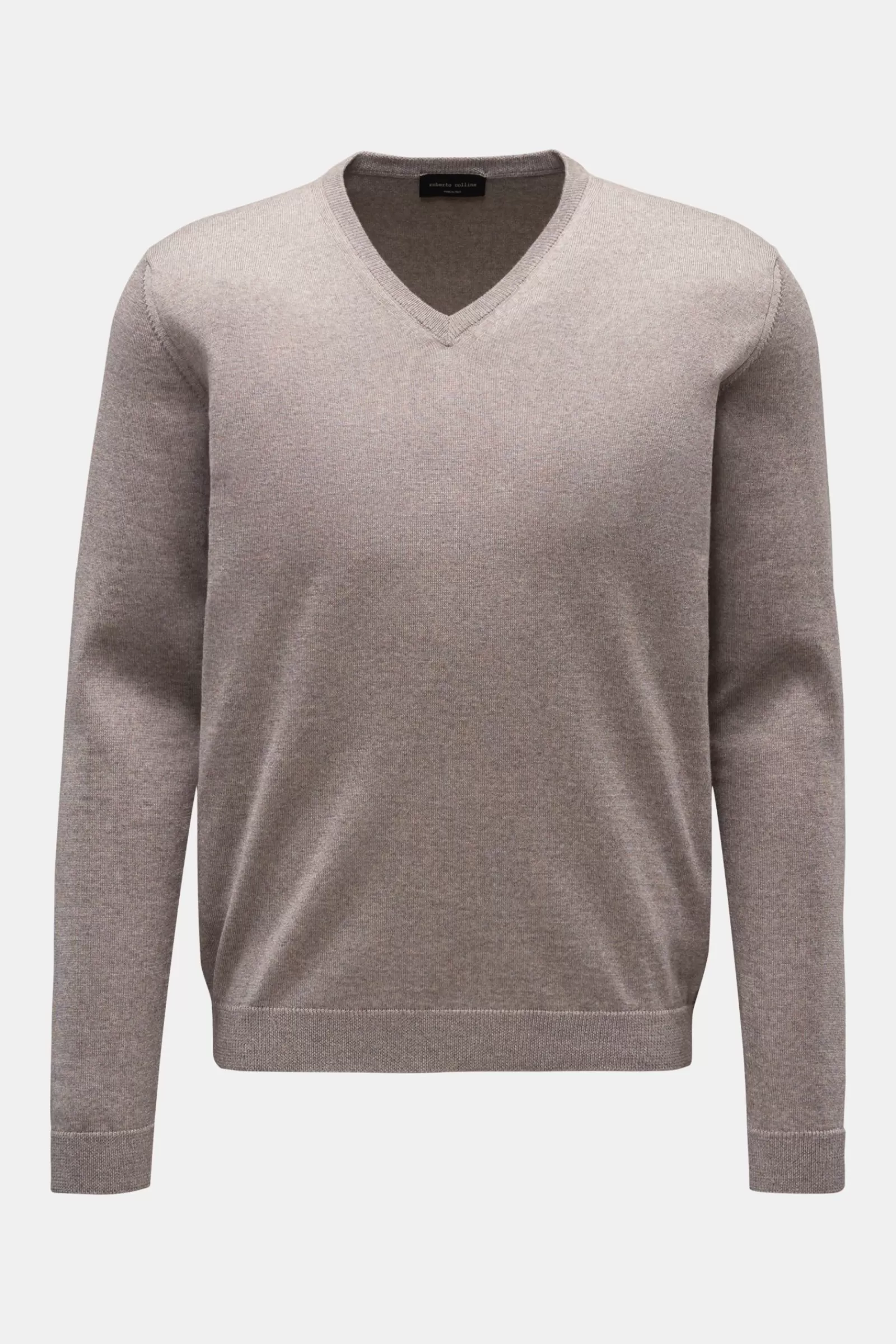 Merino V-Neck Jumper Grey-Brown^Roberto Collina Flash Sale