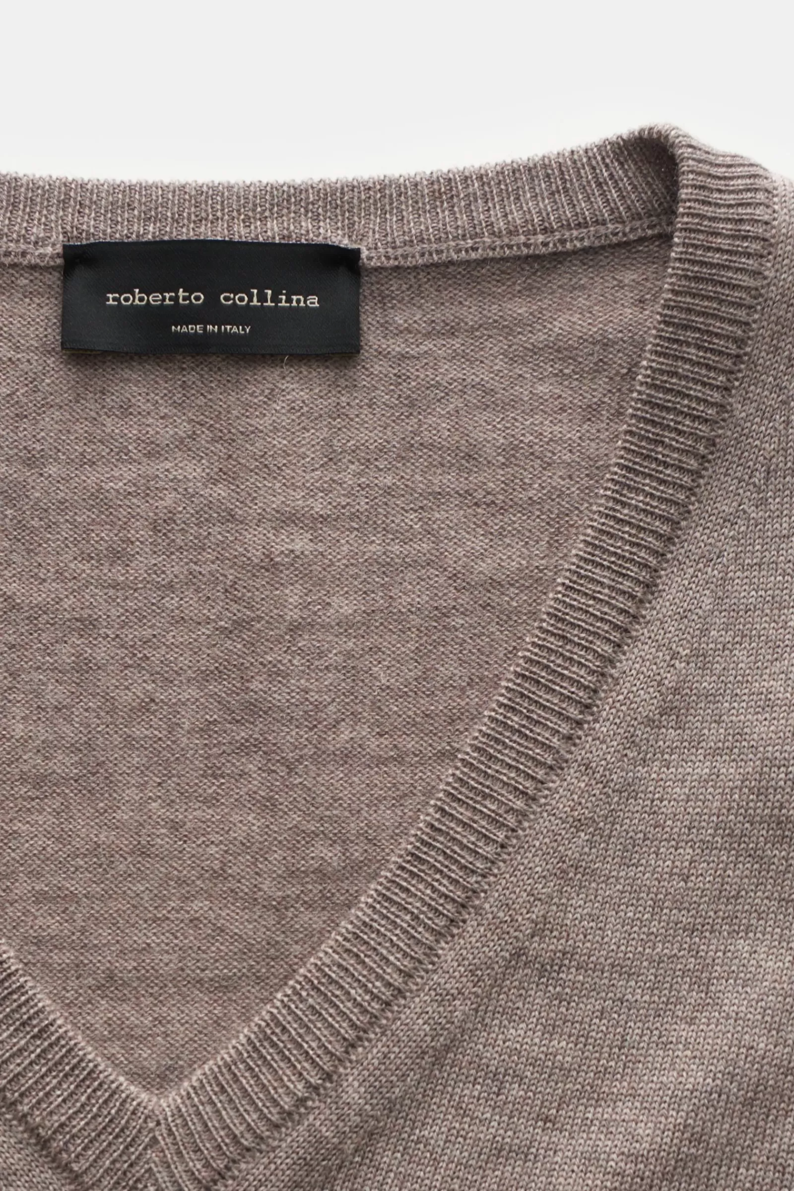 Merino V-Neck Jumper Grey-Brown^Roberto Collina Flash Sale