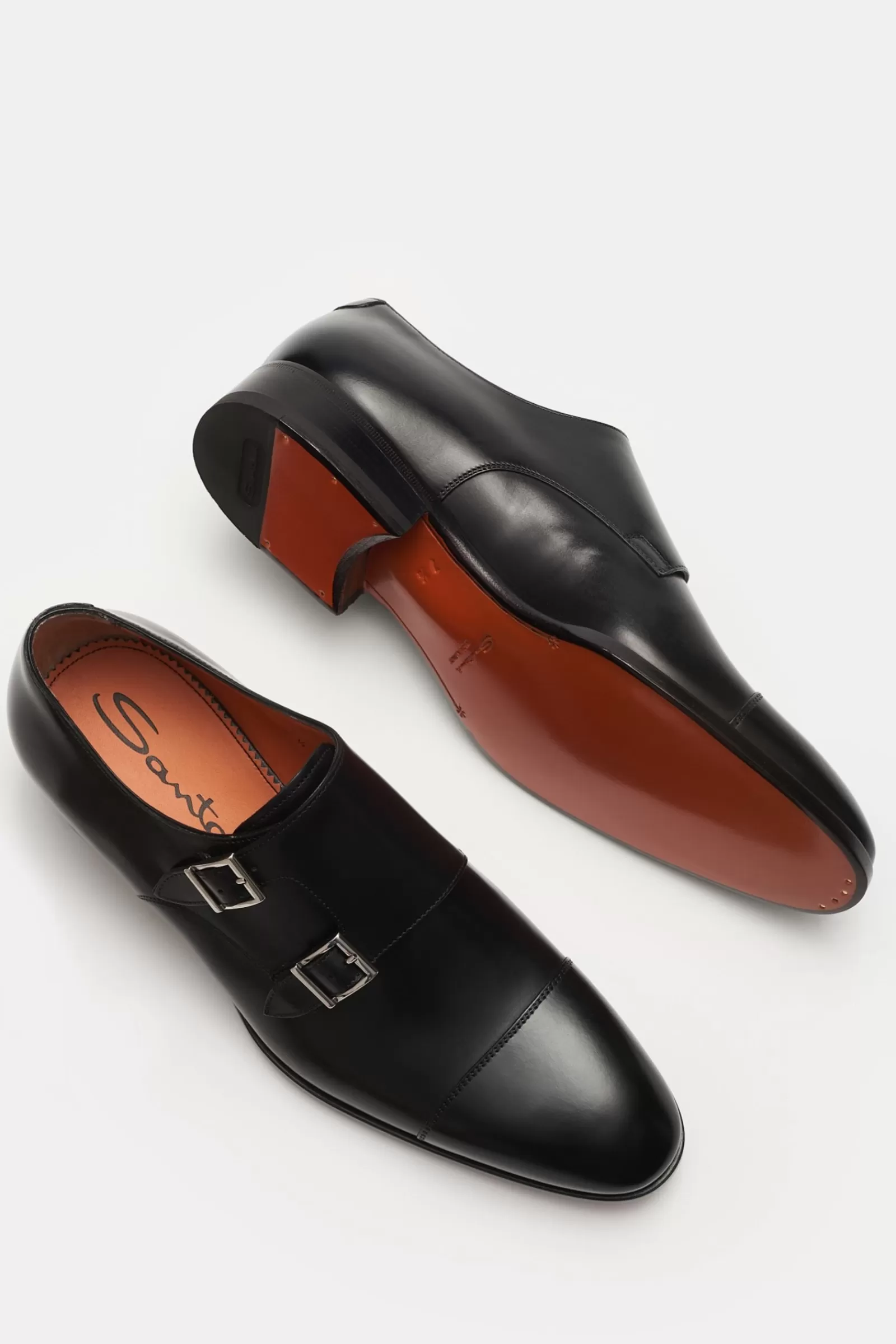 Double Monk Shoes Black^Santoni Cheap