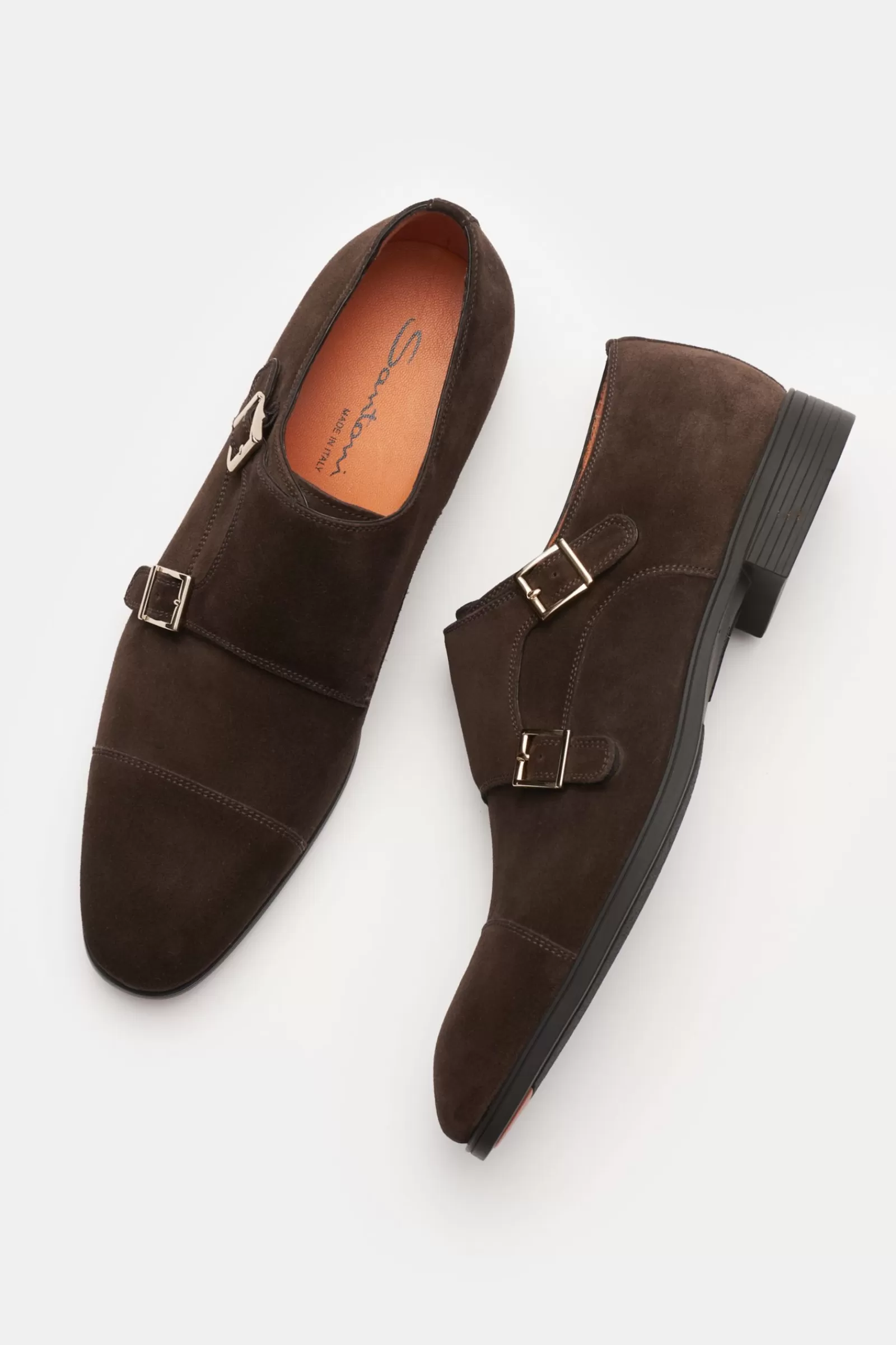 Double Monk Shoes Grey-Brown^Santoni Fashion