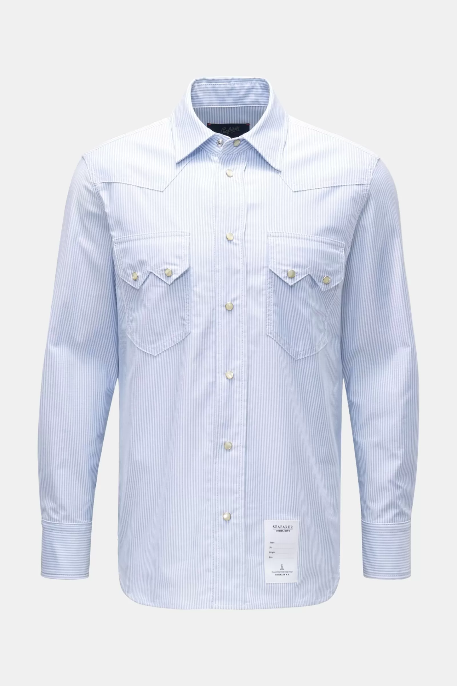 Oxford Shirt Kent Collar Light Blue/White Striped>Seafarer Best Sale