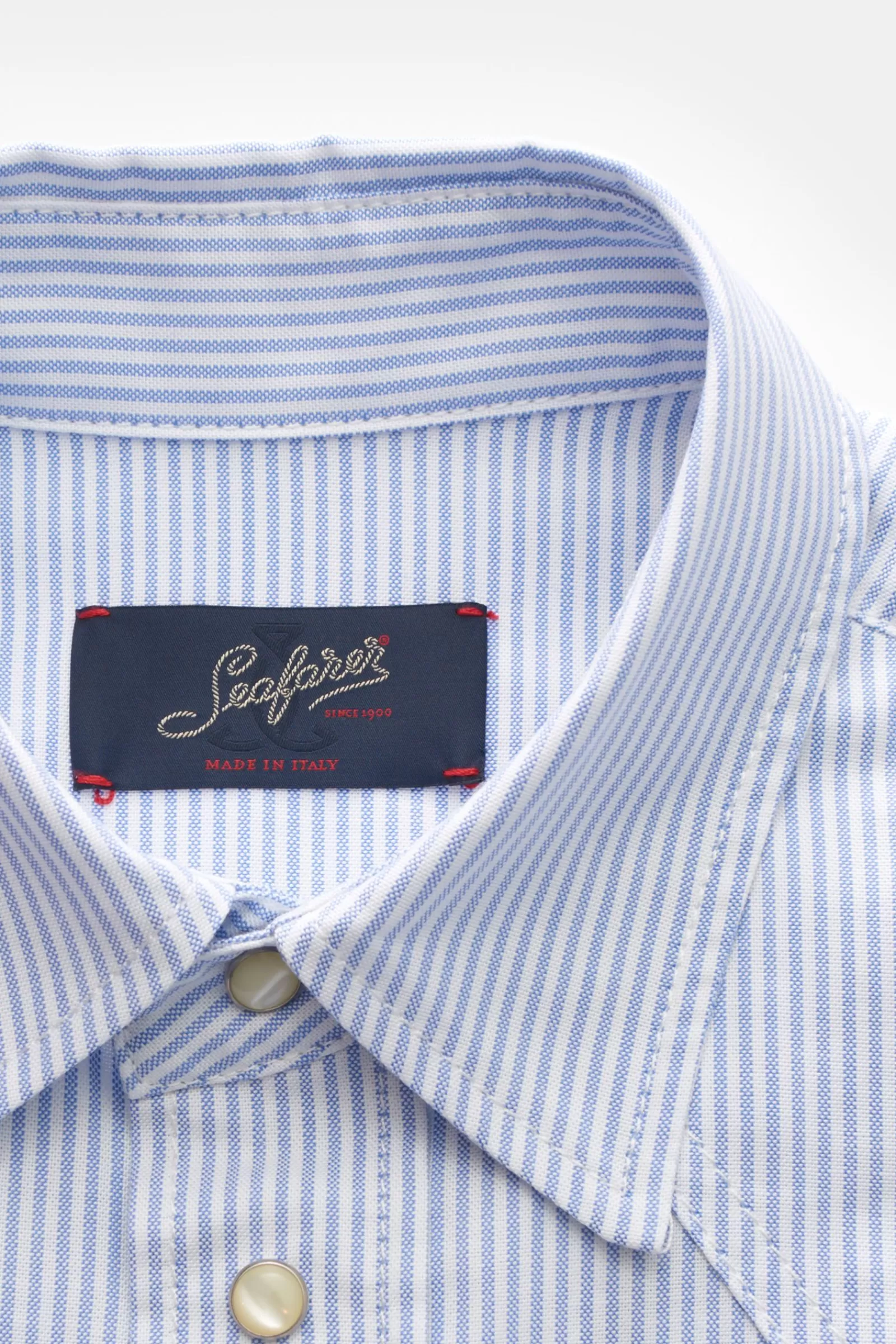 Oxford Shirt Kent Collar Light Blue/White Striped>Seafarer Best Sale