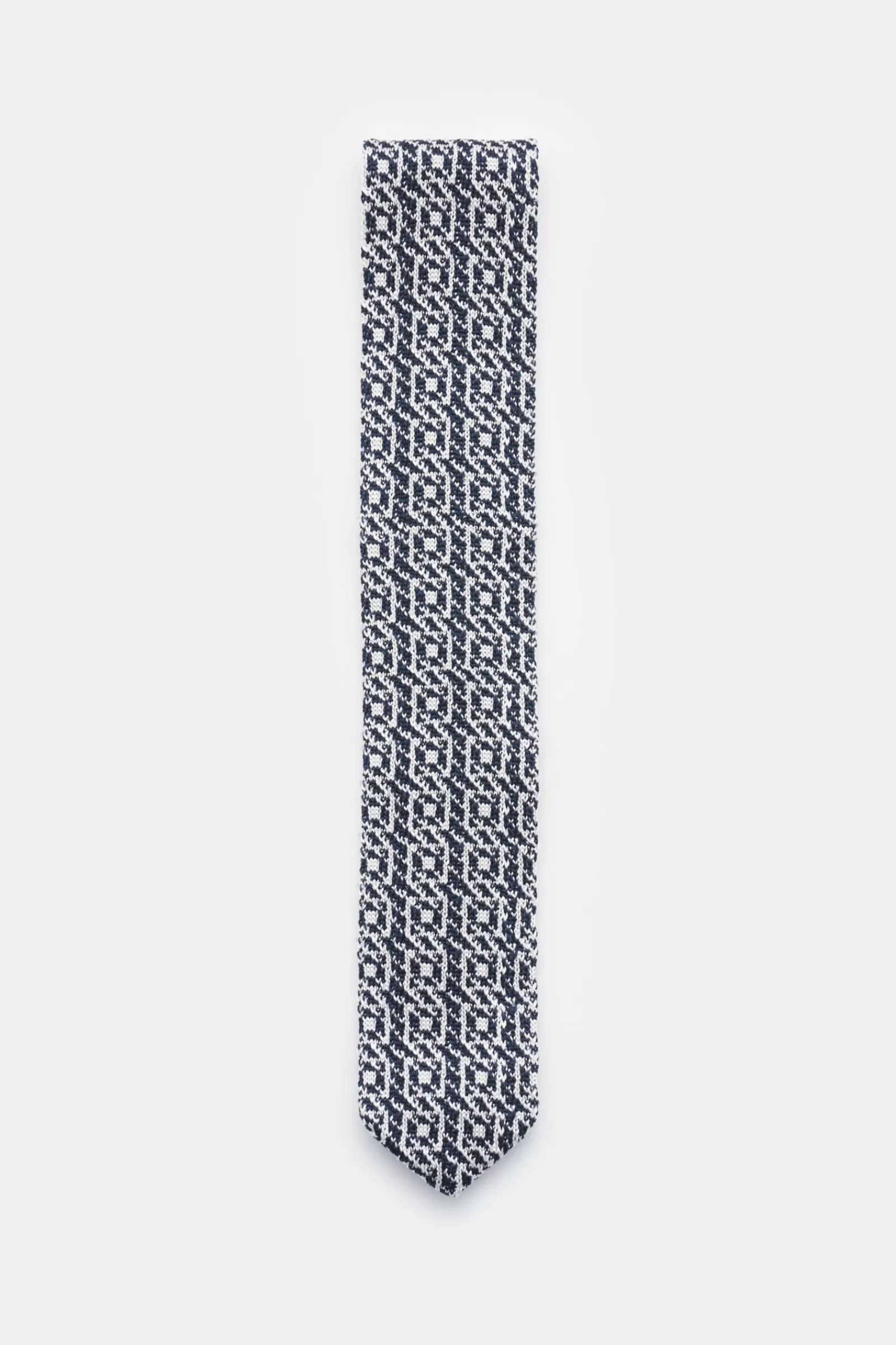 Silk Knit Tie Navy/White Patterned^Stile Latino New