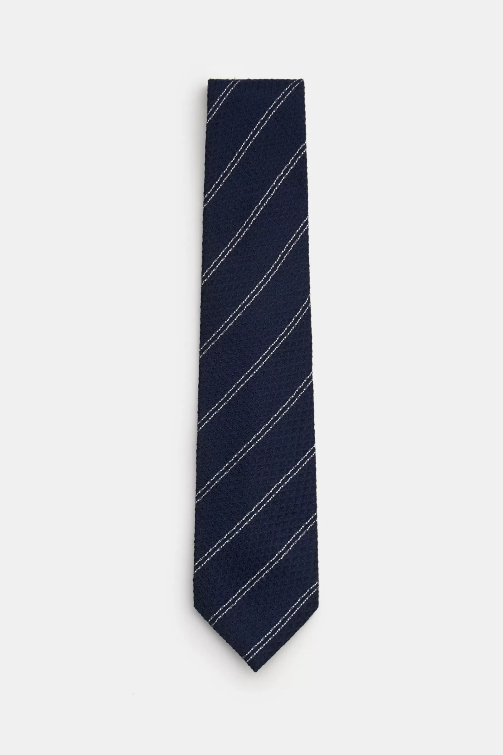 Silk Tie Navy/Silver-Grey Striped^Stile Latino Fashion