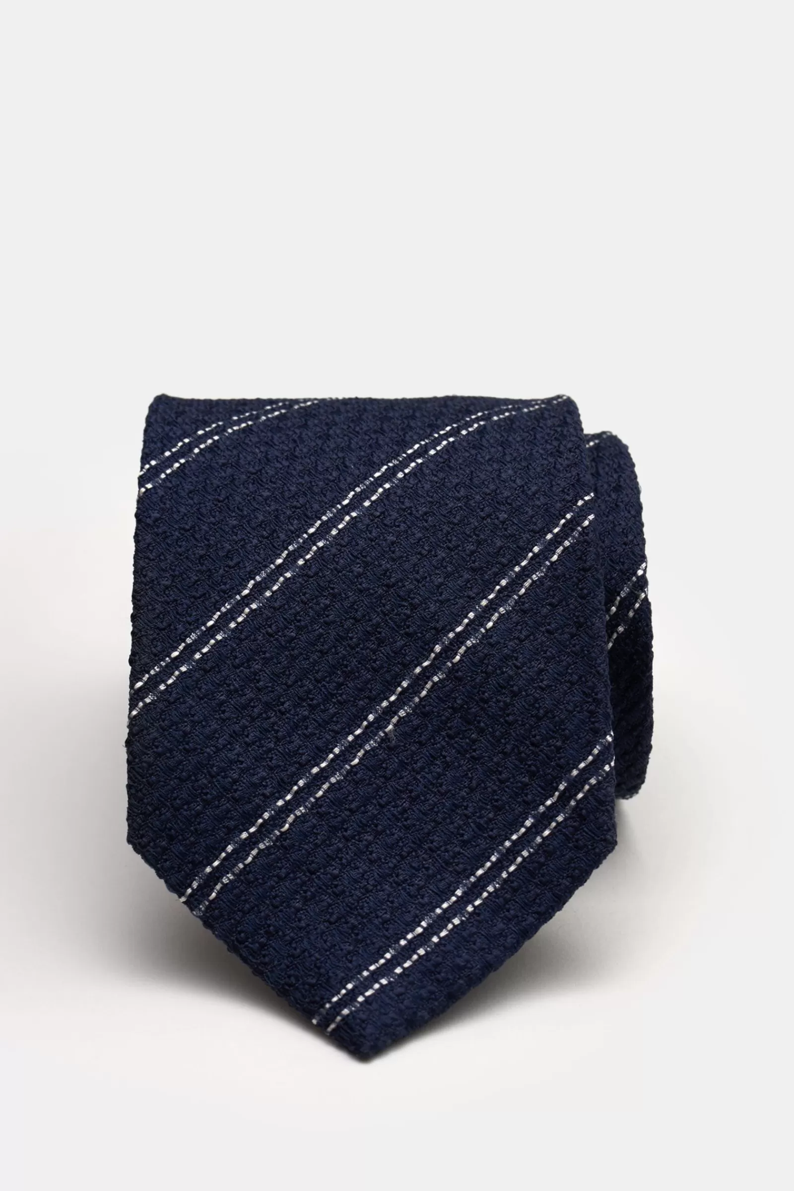 Silk Tie Navy/Silver-Grey Striped^Stile Latino Fashion