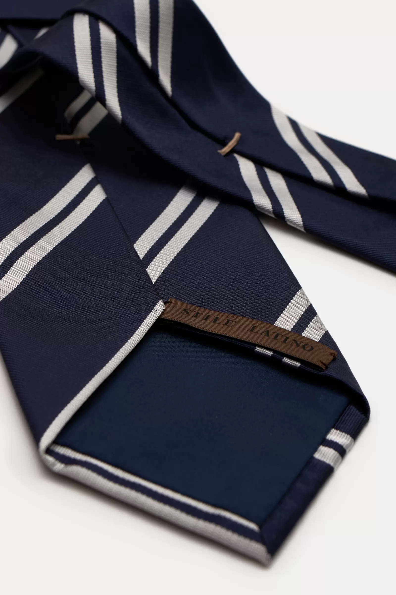 Silk Tie Navy/Silver-Grey Striped^Stile Latino Best Sale