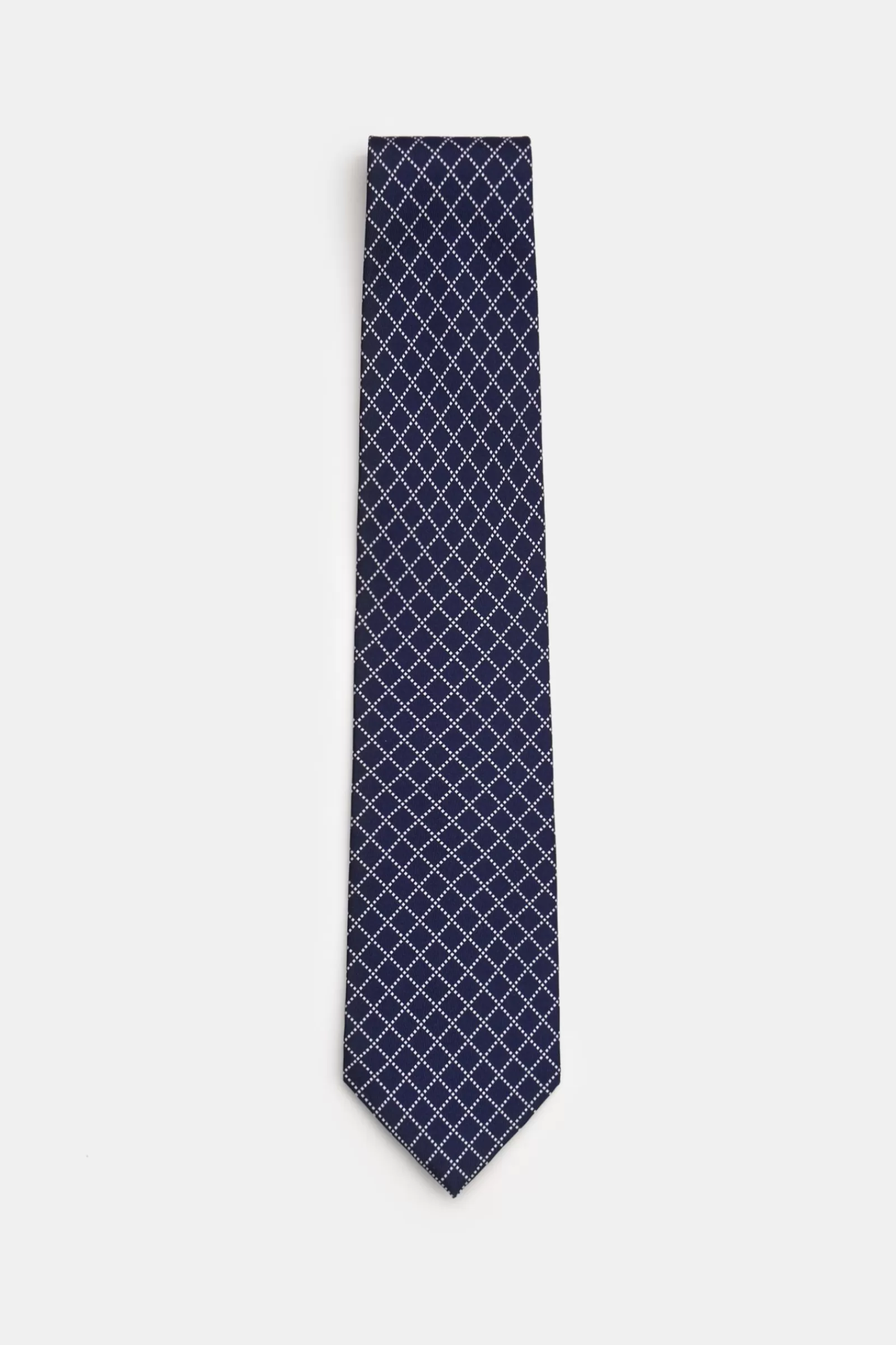 Silk Tie Navy/White Checked^Stile Latino Fashion