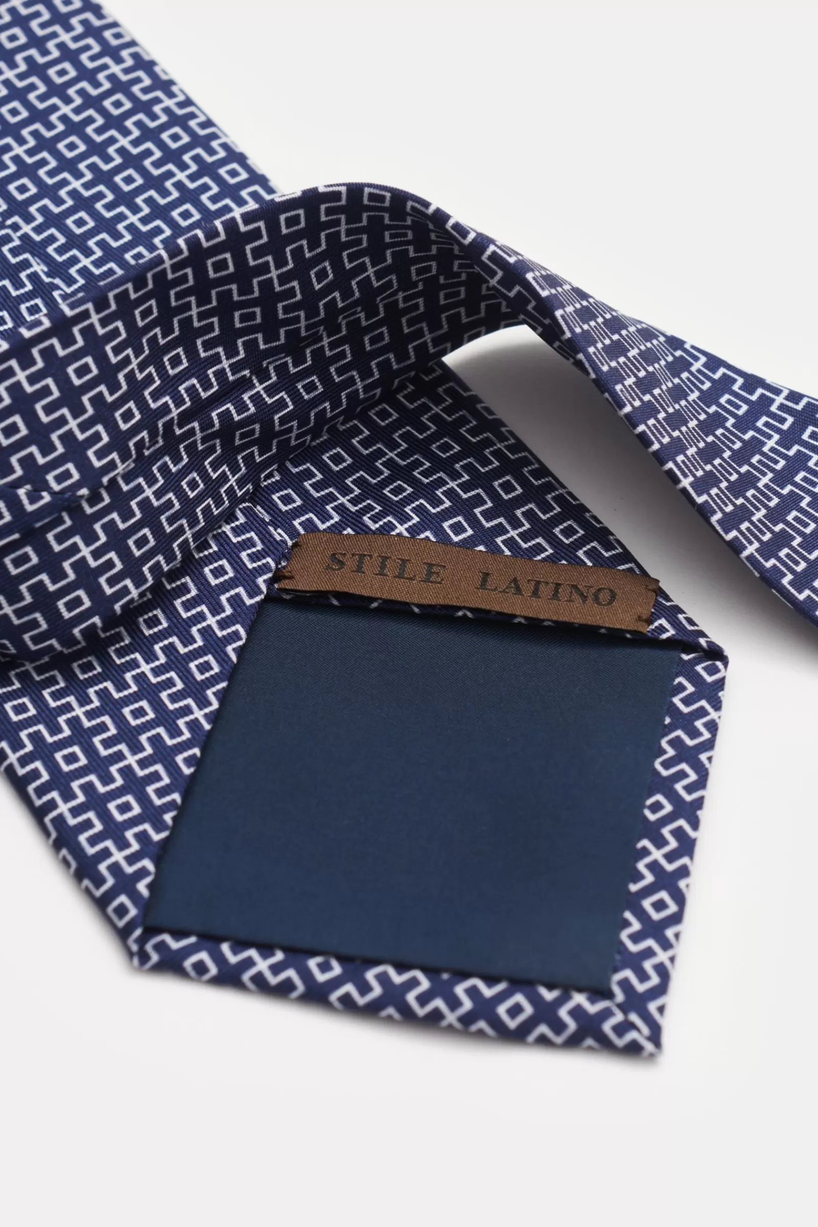 Silk Tie Navy/White Patterned^Stile Latino Cheap