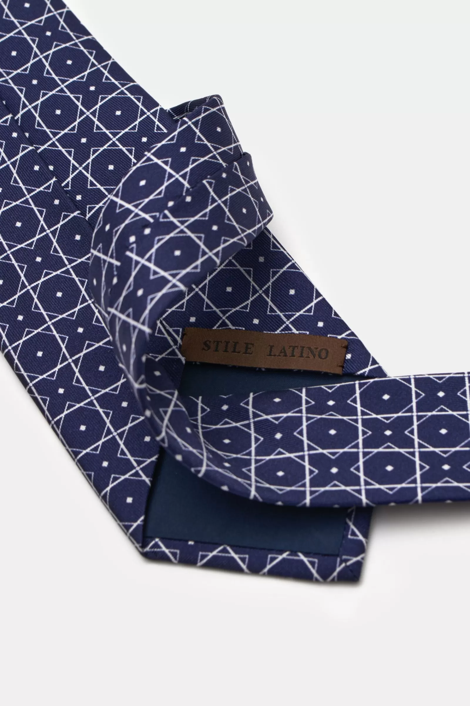 Silk Tie Navy/White Patterned^Stile Latino Shop