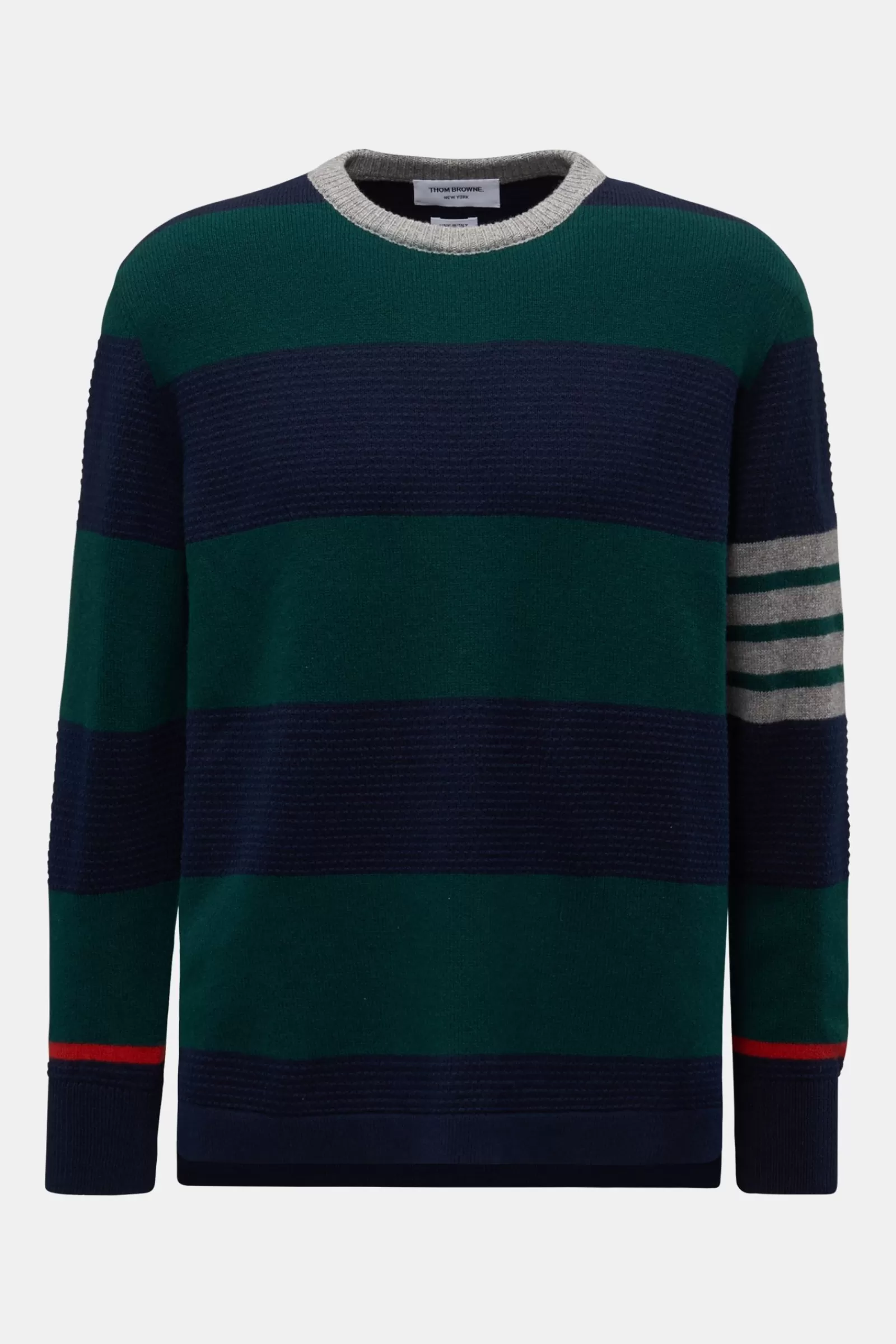 Crew Neck Jumper Green/Blue Striped^Thom Browne Shop