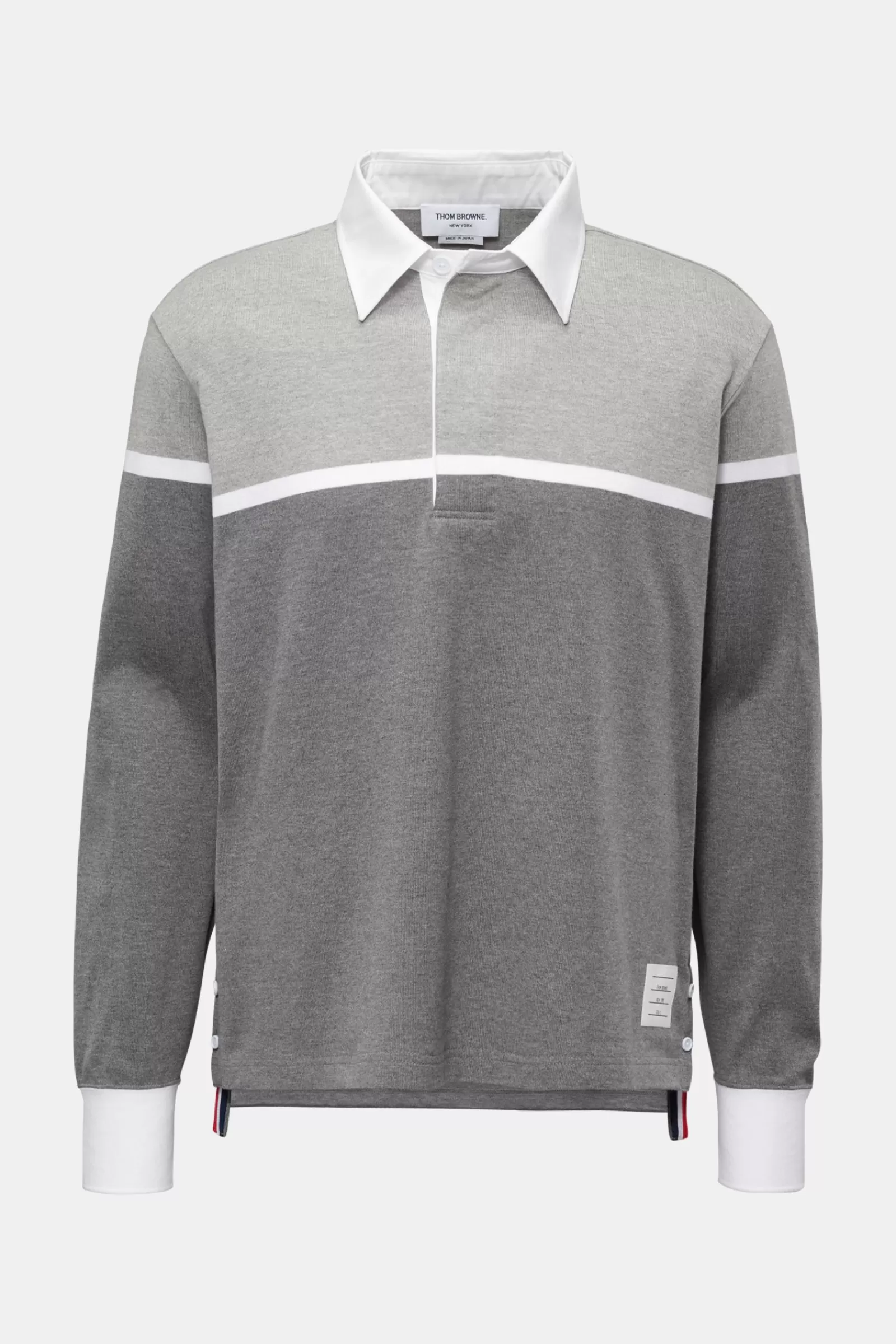 Long Sleeve Polo Shirt Grey>Thom Browne Hot