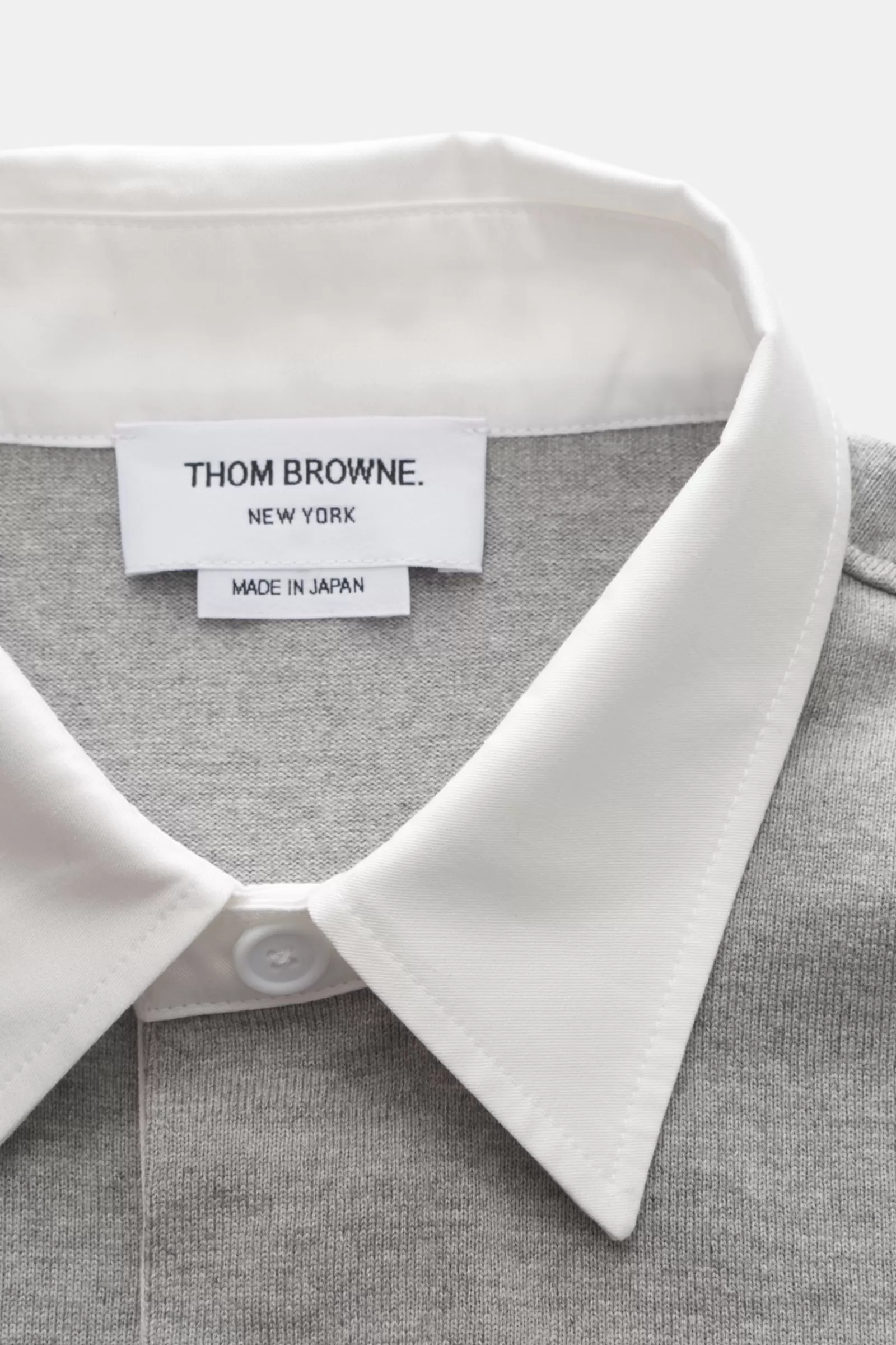 Long Sleeve Polo Shirt Grey>Thom Browne Hot