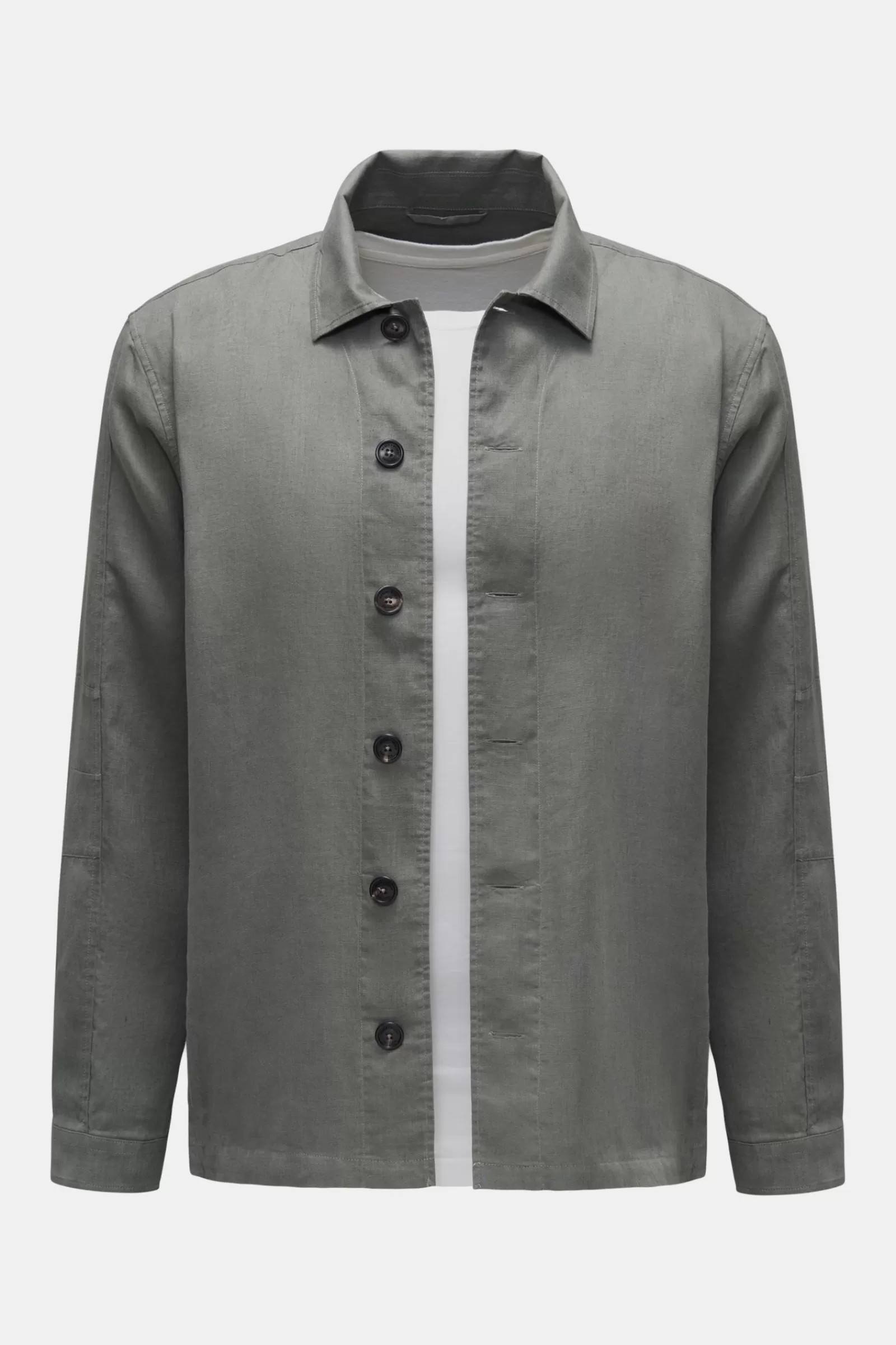 Weber + Weber Linen Overshirt 'Linen Light Overshirt' Grey-Green>Weber+Weber Outlet